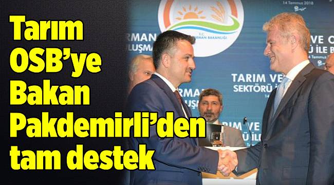 Tarım OSB&#039;ye Bakan Pakdemirli&#039;den tam destek