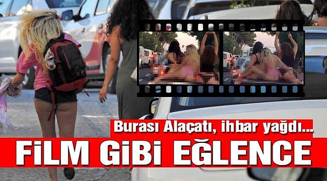 Üstü açık otomobilde dans eden bikinili gençler