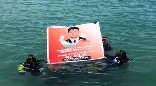 Van Gölü’nde Ömer Halisdemir&#039;li pankart