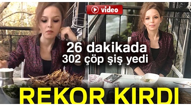 Canlı yayında 26 dakikada 302 çöp şiş yiyerek rekor kırdı