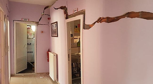 Samsun'da anaokulunun duvarında çatlaklar oluştu