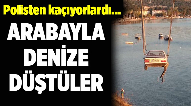 Denize düşüne araba böyle kurtarıldı...