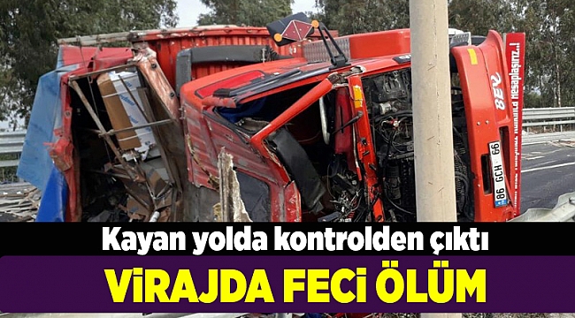 İzmir Balçova'da trafik kazası! Yağış nedeniyle virajı alamayan kamyon kaza yaptı
