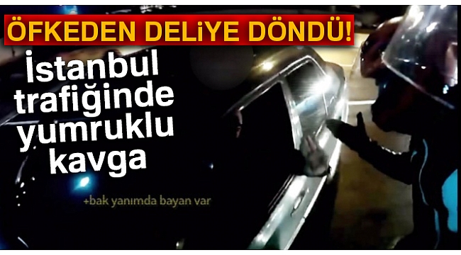 Trafikte yumruklu kavga kamerada