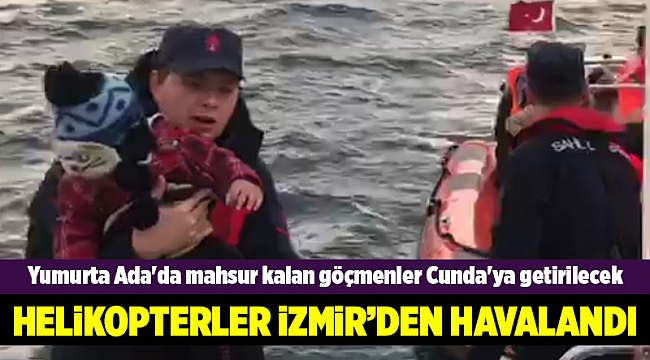 Yumurta Ada'da mahsur kalan göçmenler Cunda'ya getirilecek