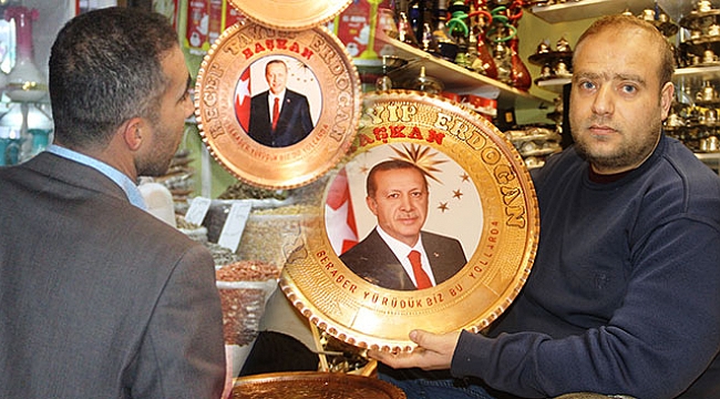 Cumhurbaşkanı Erdoğan işlemeli bakır tepsilere yoğun ilgi
