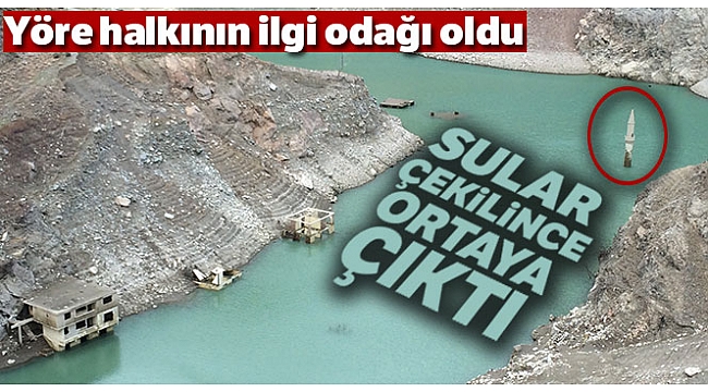 Deriner Barajı'nda su seviyesi düştü, bir köy ve cami minaresi ortaya çıktı