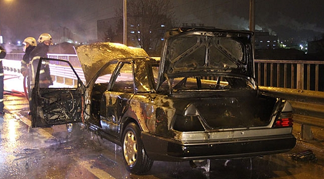 Seyir halindeki LPG'li otomobil alev alev yandı!