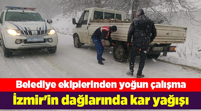 İzmir&#039;in dağlarında kar yağışı