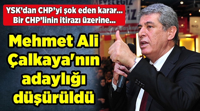 Mehmet Ali Çalkaya'nın adaylığı düşürüldü