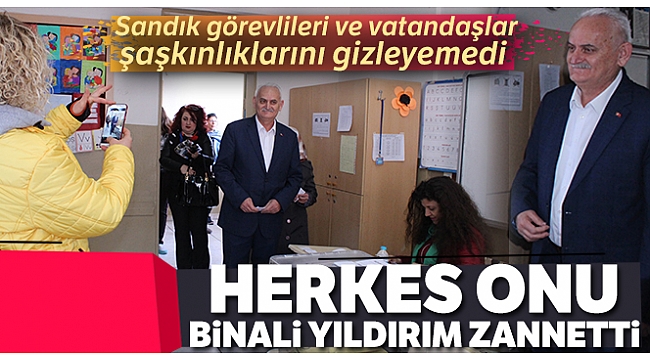 Herkes Binali Yıldırım zannetti: Benzeri meraklı bakışlar arasında oy kullandı