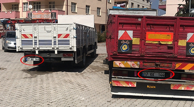 İkiz plakalı kamyonetler yan yana yakalandı