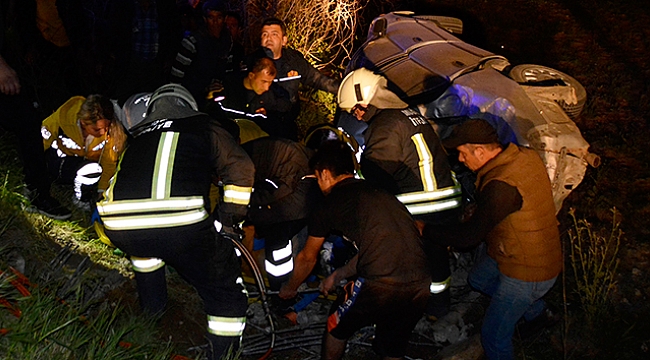 Otomobil şarampole devrildi: 1 ölü, 2 yaralı