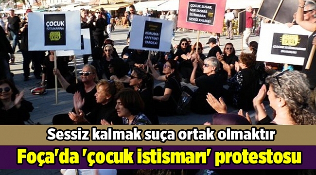 Foça'da 'çocuk istismarı' protestosu