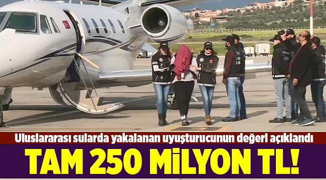 Uluslararası sularda yakalanan uyuşturucunun değeri 250 milyon lira