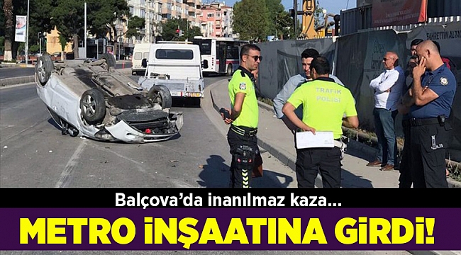 İzmir'de kontrolden çıkan otomobil takla attı