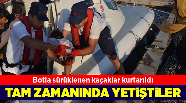 Foça'da, botla denizde sürüklenen kaçak göçmenler kurtarıldı