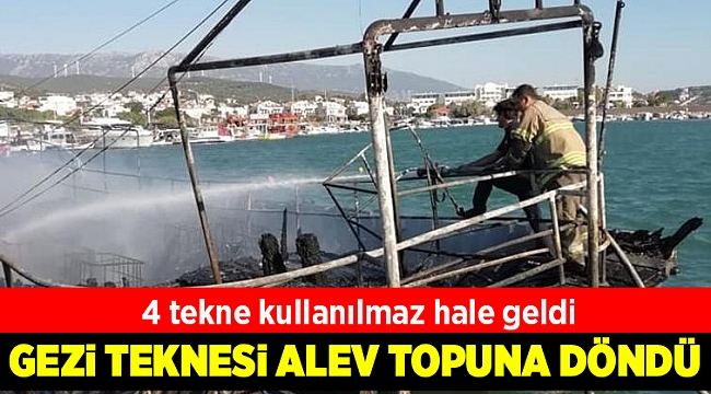 İzmir&#039;de gezi teknesi alev topuna döndü, 3 tekneyi daha yaktı