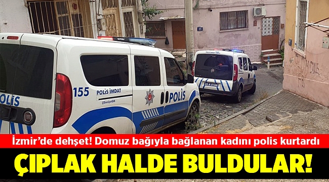 Domuz bağıyla bağlanan kadını polis kurtardı