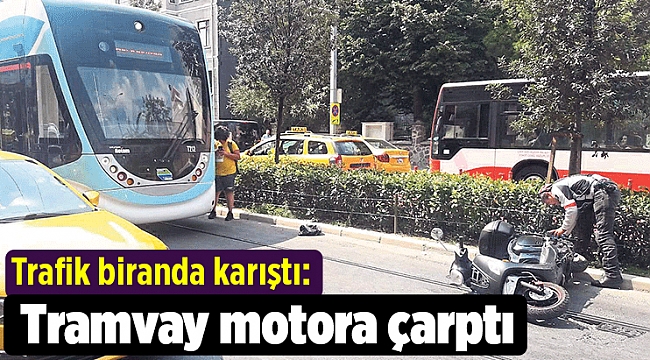 Tramvay motora çarptı