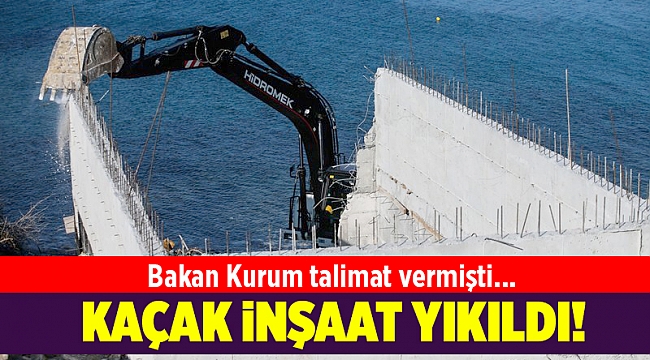 Karaburun'da sit alanına denize sıfır kaçak inşaat yıkıldı