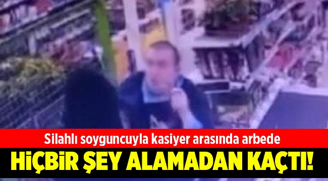 İzmir'de silahlı soyguncu kasiyer direnince kaçtı