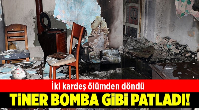Yanan sobaya tiner döken iki kardeş yaralandı