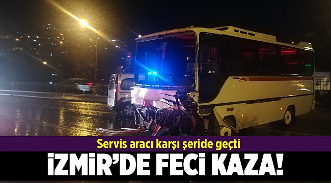 Refüjü ve demir parmakları aşan servis aracı karşı şeride geçti