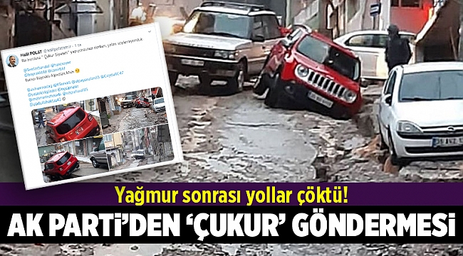 İzmir'de sağanak kabusu: Cip çukura düştü