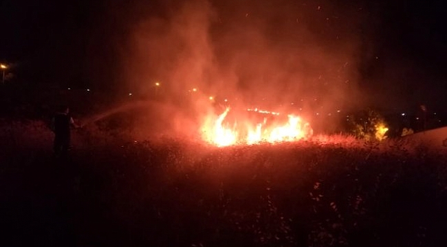 Bornova'da rekreasyon alanının üst kısmında ot yangını