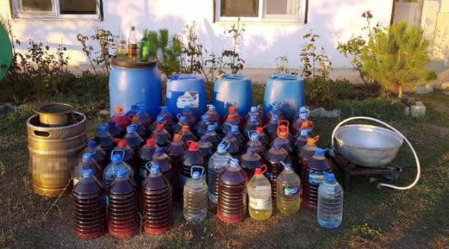 Bağ evinde 586 litre sahte içki ele geçirildi