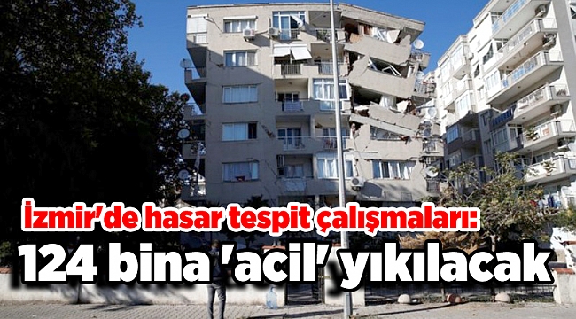 İzmir'de hasar tespit çalışmaları: 124 bina 'acil' yıkılacak