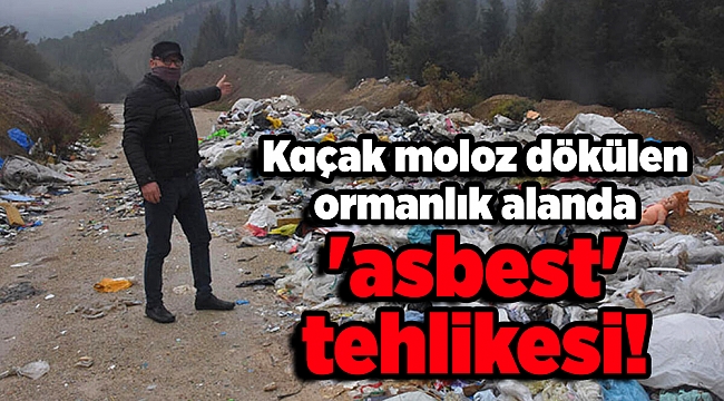 Kaçak moloz dökülen ormanlık alanda 'asbest' tehlikesi!