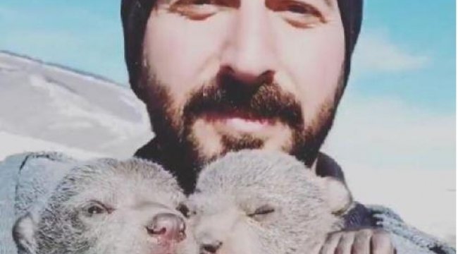 Yavru ayıları kendi yiyecekleriyle beslediler