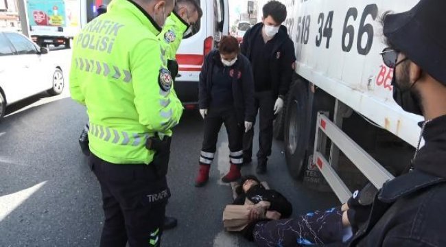 D-100'de kaykaylı genç ölümden döndü