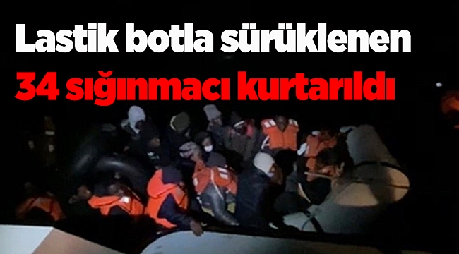 İzmir'de fırtınada lastik botla sürüklenen 34 sığınmacı kurtarıldı