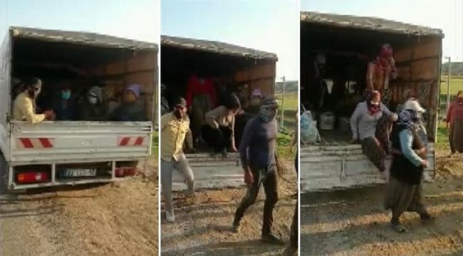 Kamyonetin kasasından 27 işçi çıktı