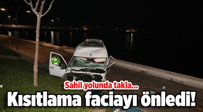 Sahil yolunda takla... Kısıtlama faciayı önledi!