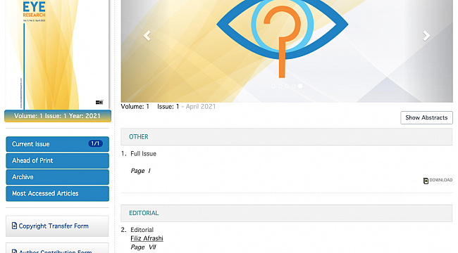 Ege’den göz hastalıkları alanında İngilizce bilimsel dergi