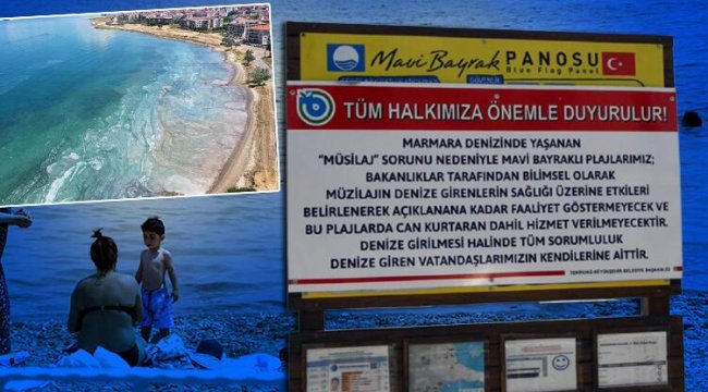Mavi bayraklı plajda müsilaj uyarısı! Denize girerken bir daha düşünün