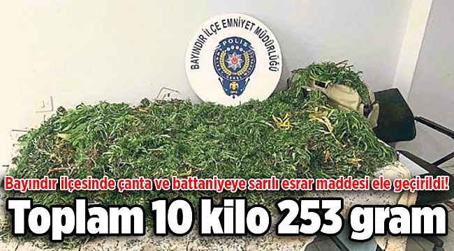 Battaniyeye sarılı 10 kilo esrar ele geçirildi