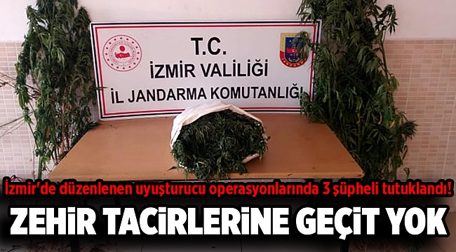 İzmir'de düzenlenen uyuşturucu operasyonlarında 3 şüpheli tutuklandı