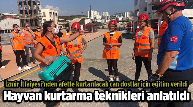 İzmir İtfaiyesi'nden afette kurtarılacak can dostlar için eğitim