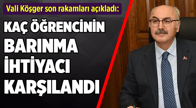 Vali Köşger bin 520 öğrencinin barınma ihtiyacının karşılandığını açıkladı!