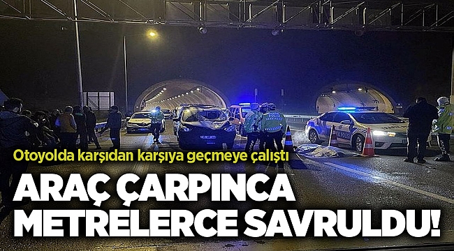Metrelerce savruldu: Otoyolda hafif ticari aracın çarptığı yaya hayatını kaybetti