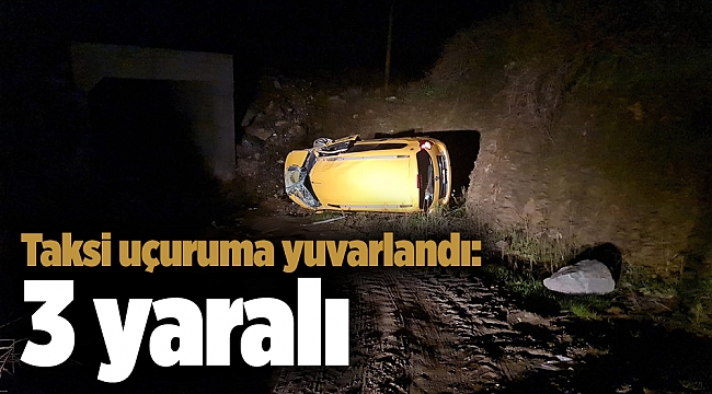 Taksi uçuruma yuvarlandı: 3 yaralı