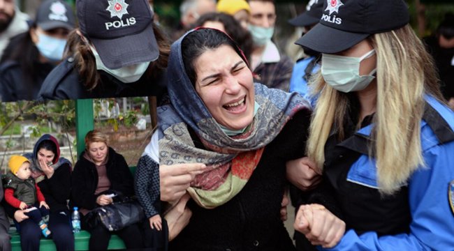 Acı veda... Polis eşinin cenaze törenine 2 yaşındaki oğluyla katıldı