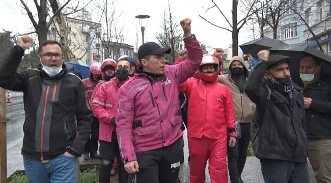 Yemeksepeti çalışanları Almanya Başkonsolosluğu önünde eylem yaptı