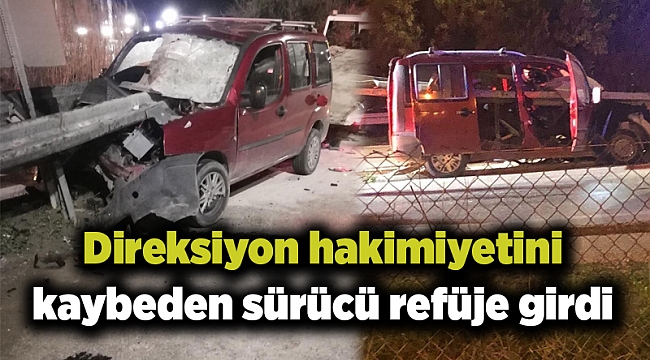 Direksiyon hakimiyetini kaybeden sürücü refüje girdi