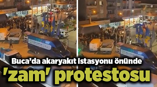 İzmir'de akaryakıt istasyonu önünde 'zam' protestosu
